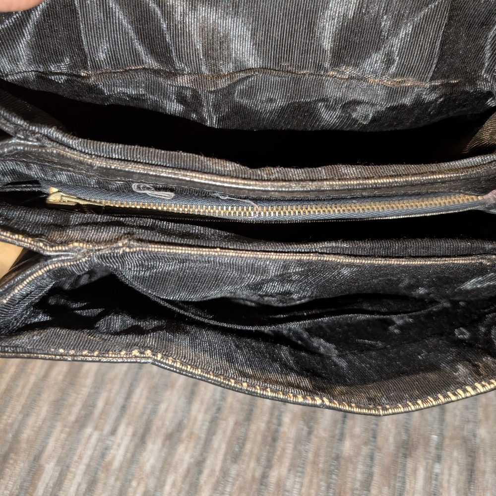 Vintage 1950's  Dofan Made In France  Black Leather Shoulder Purse Medium - Picture 14 of 16